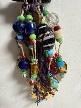 Boho Multicolor Beaded Glass Charm Necklace